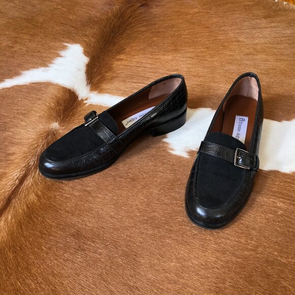 leather suede loafer low heel round toe, size 6, etienne aigner - Picture 5 of 5